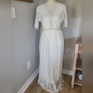 NWT Ivory lace maxi dress Size large